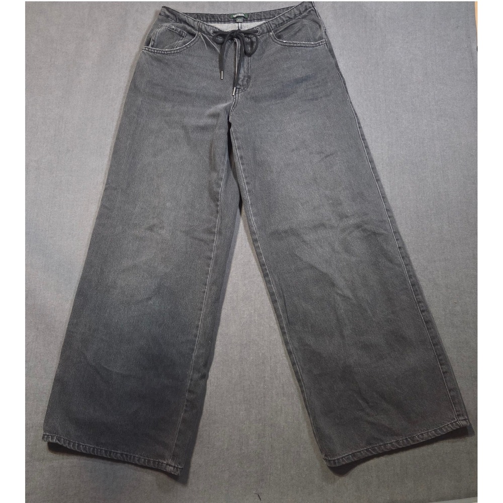 Wild Fable Wide Leg Jeans Womens XS Black Drawstring Waist High Rise Relaxed